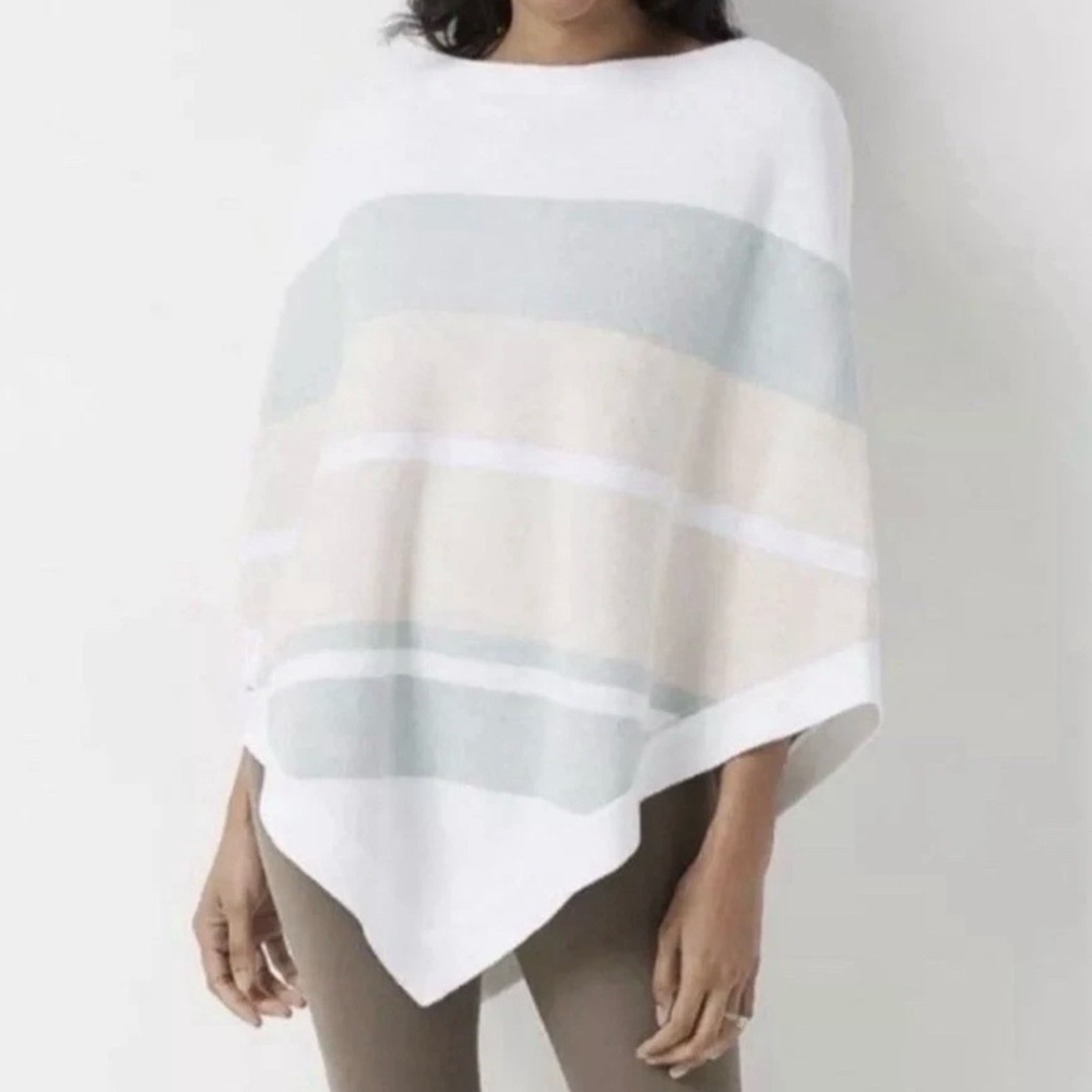 Barefoot Dreams Poncho One Size Plus Multi Stripe CozyChic Ultra Lite BDWCU1966